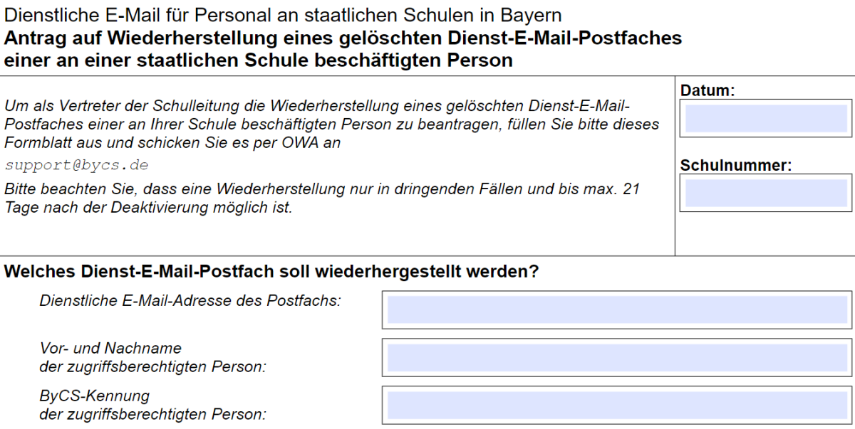 ByCS | Anträge beim Support einreichen