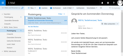 Screenshot Dienst-e-mail