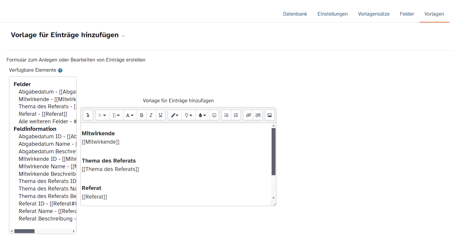 ByCS Datenbank Vorlage bearbeiten