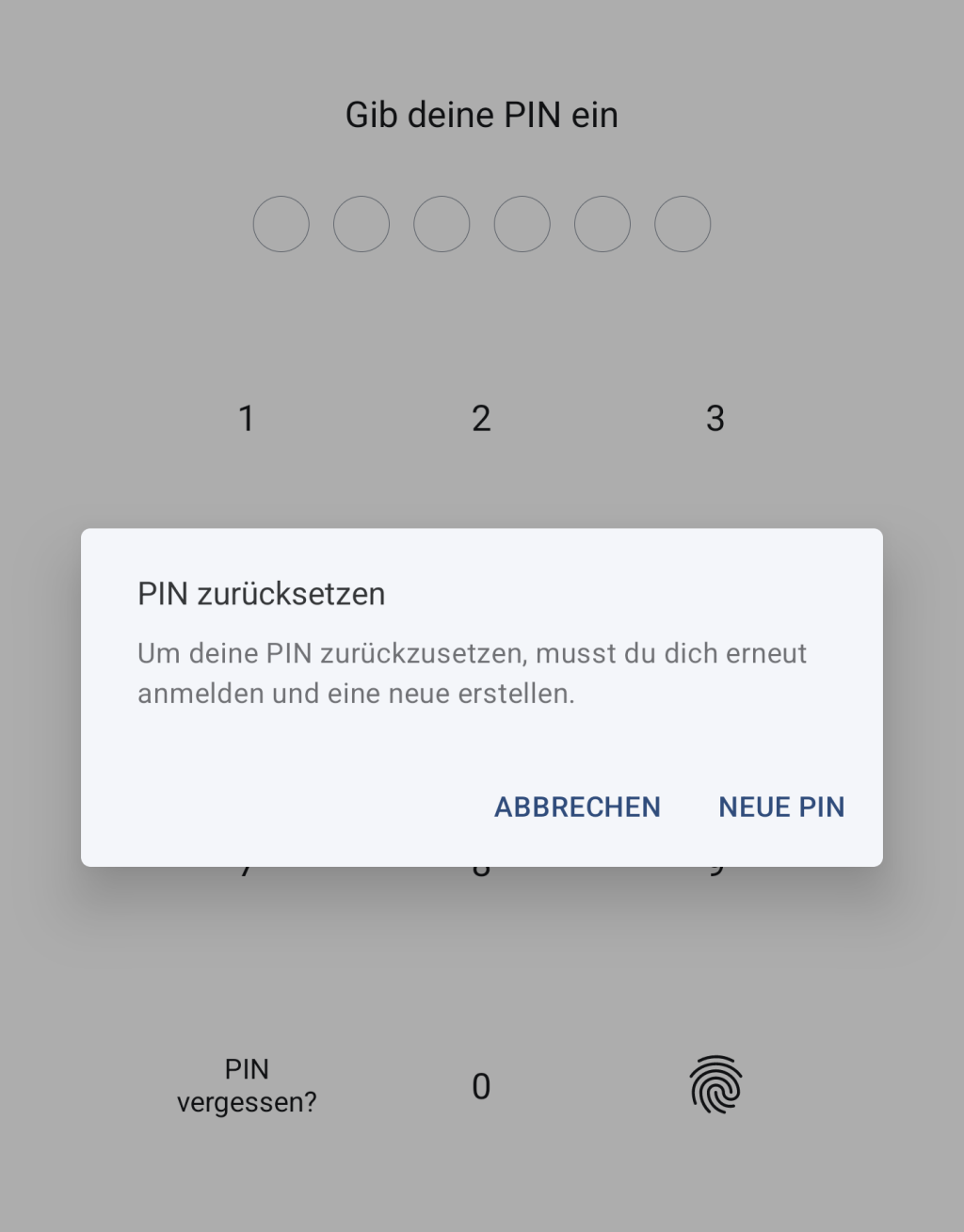 ByCS PIN zurücksetzen (Android)