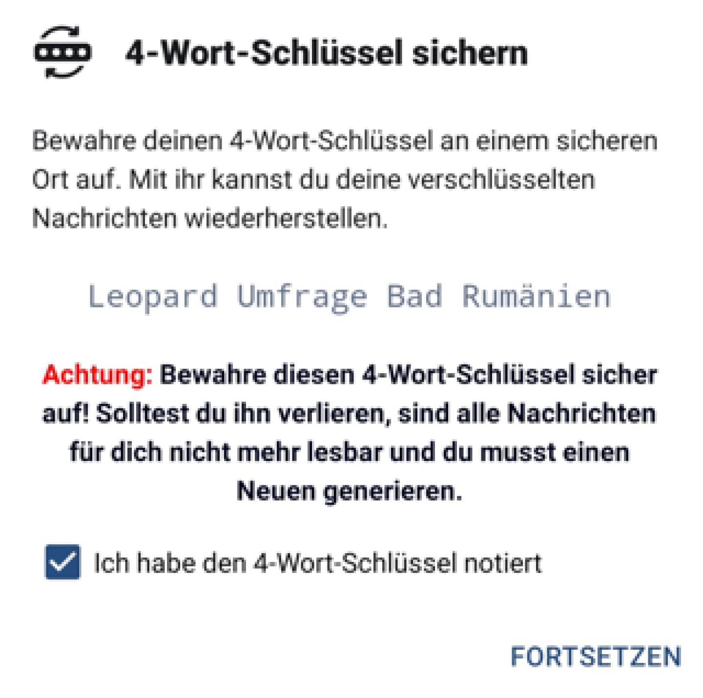 ByCS Sich mit dem 4WortSchlüssel verifizieren (Android)